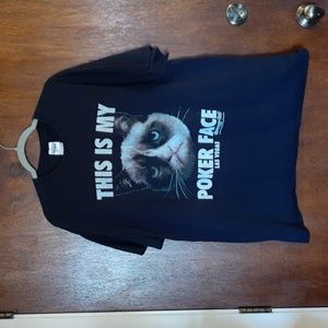 Novelty Tee Shirt - Grumpy Cat Las Vegas, Size XL, Black.
